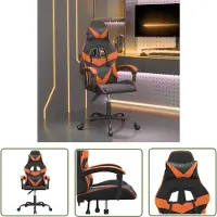 The Living Store Gaming-Stuhl Drehbar Schwarz und Orange Kunstleder