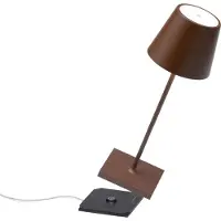 Zafferano Poldina Pro Mini Tischlampe - Aufladbare LED Lampe - 30 cm - Braun