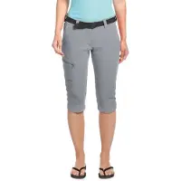 Maier Sports Caprihose "Inara slim 3/4", Damen, Gr. 46, Normalgrößen, grau (hellgrau), 90% Polyamid, 10% Elasthan, Hosen Caprihose, Damen Wanderhose, atmungsaktive Outdoorhose, 3/4 Hose mit 3 Taschen