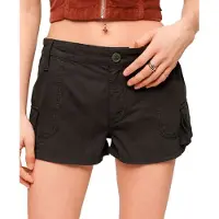 Superdry für Damen. W7110406A Vintage Utility Cargo-Shorts in gewaschenem Schwarz (M), Lässig, Baumwolle