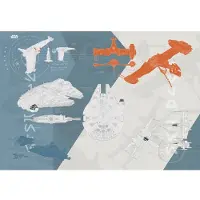 Komar Fototapete "STAR WARS Technical Plan - Größe 368 x 254 cm", bunt (blau, weiß, orange), B:368m L:254m, Papier, Tapeten, Fototapete, Kinderzimmer
