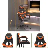 The Living Store Gaming-Stuhl Schwarz und Orange Kunstleder