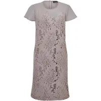 Goldner Spitzenkleid aus Chiffon, Flügelärmeln in taupe | Gr.: 50