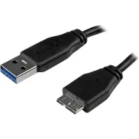 StarTech.com .com 15cm schlankes SuperSpeed USB 3.0 A auf Micro B Kabel - St/St, 0,15 m, USB A, Micro-USB B, USB 3.2 Gen 1 (3.1 Gen 1), Männlich/Männlich, Schwarz