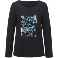 Goldner Print-Shirt "Kurzgröße Shirt", Damen, Gr. 20, schwarz (schwarz, gemustert), Obermaterial: 95% Viskose CV. 5% Elasthan EL., Basic, Tubular, Shirts Print-Shirt, strechbequemer Viskosejersey