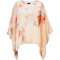 Goldner Satinbluse "Kurzgröße Chiffonbluse mit floralem Design" Überwurf