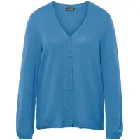 Goldner Strickjacke "Kurzgröße Weiche Kaschmirstrickjacke mit V-Ausschnitt", Damen, Gr. 25, blau (atlantikblau), Obermaterial: 100% Kaschmir WS., V-Ausschnitt, Rippe, Strickjacken Strickjacke, Ohne