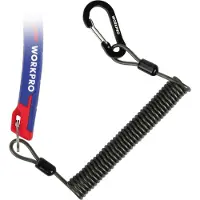 Workpro Sicherungskabel Stahlseil für Werkzeuge, 27-200 cm, 35 kg Tragkraft, mit Karabiner und Ring