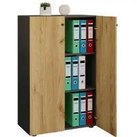 VCM Aktenschrank "Büroschrank Bücher Ordner Aktenschrank Lona 3fach", braun (anthrazit, honig, eiche), B:70cm T:40cm, Obermaterial: 100% Holz Wood., Schränke, Aktenschrank