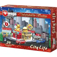 Bburago Adventskalender City-Bausatz mit Modellauto im Maßstab 1:43 und Zubehör