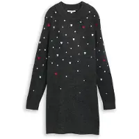 Tom Tailor Damen Mini-Kleid mit Herz-Stickerei, grau, Gemustert, Gr. XXL