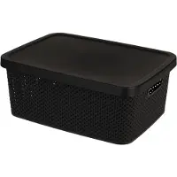 Mojawo Box mit Deckel Aufbewahrungsbox Kunststoff 13L schwarz L39xB28xH15cm