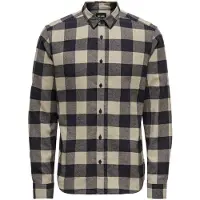 Only & Sons Karohemd "GUDMUND LS CHECKED SHIRT", Herren, Gr. XL, N-Gr, blau (navy sanftes weiß kariert), Web, Obermaterial: 100% Baumwolle, kariert, schmal, Hemden Karohemd