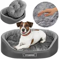 Lovedog Hundebett L 70x60cm Hundekörbchen mit Kissen Dunkelgrau