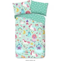 Muller Textil Good Morning Kinderbettwäsche "Fantastic" - Grün - (140x200 cm) - 100 % Baumwolle