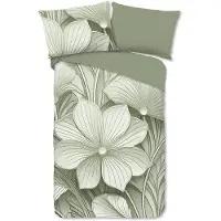 Muller Textil Good Morning Bettwäsche "Artdeco" - Grün - (140x200 cm) - 100 % Baumwolle