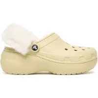 Crocs Clog Damen Classic Platform Fuzz Lined Clog Bone-Schuhgröße 36 - 37