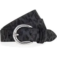 Tamaris Ledergürtel "Debora Silver", Damen, Gr. 90, grau (schwarz, anthrazit), Rindsleder, Antik-Look, gemustert, used, Gürtel Ledergürtel, Animal-Design, Used Look, 3 cm breit