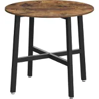 Vasagle Esstisch, Runder Küchentisch, Wohnzimmer, Büro, 80 x 75 cm (Durchmesser x Höhe), Industriestil, Rustikales Braun und Schwarz