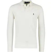 Ralph Lauren für Herren. 710680790137 Polohemd aus Piqué in Custom-Slim-Fit in Gebrochenes Weiß (XL), Lässig, Baumwolle, Langarm
