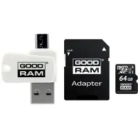Goodram M1A4 All in One, 64 GB, MicroSDXC, Klasse 10, UHS-I, 100 MB/s, 10 MB/s