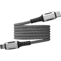 Havit 6939119077563, 1 m, Lightning, USB C, Schwarz, Silber, 4 mm, China