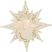 Saico LED Fensterbild "Schneemann, inkl. LED-Leuchtmittel, warmweiß", beige (natur), B:30cm H:32,5cm T:4,5cm, Leuchten, LED Fensterbild, BxHxT: 30x32,5x4,5 cm