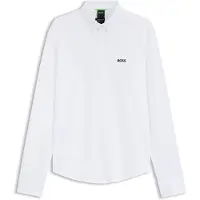 BOSS Langarmhemd "B MOTION L", Herren, Gr. 4XL, N-Gr, weiß (weiß100), Web, Obermaterial: 100% Baumwolle, regular fit, 2-Knopf-Manschette mit Schlitz, Hemden Langarmhemd, mit Logo-Druck