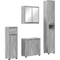 vidaXL Badezimmermöbel-Set 4 stk. Graues Sonoma 30,5 x 30 x 195 cm