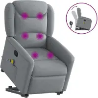 Syfax Massagesessel mit Aufstehhilfe Hellgrau Stoff