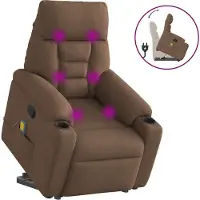 Syfax Massagesessel mit Aufstehhilfe Braun Stoff