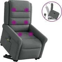 Syfax Massagesessel mit Aufstehhilfe Dunkelgrau Stoff