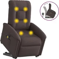 Syfax Massagesessel mit Aufstehhilfe Dunkelbraun Stoff
