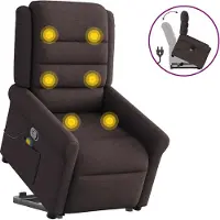 Syfax Massagesessel mit Aufstehhilfe Dunkelbraun Stoff