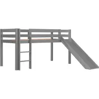 Vipack Hochbett "Pino, inkl. Rolllattenrost, Leiter, Rutsche und Absturzschutz", grau, B:218cm H:114cm L:208cm, Hochbetten, Hochbett, in verschiedenen Farben erhältlich