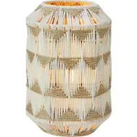 Markslöjd Tischleuchte Ano, Höhe 35 cm, Textil, beige/braun