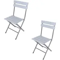 Generic Rebecca Mobili 2er-Set Gartenklappstühle aus grauem Kunststoff