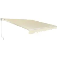 Costway Markise 360x300cm Sonnenmarkise mit Kurbel Gelenkarmmarkise Balkonmarkise Sonnenschutz, für Balkon & Veranda Beige