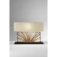 LUCE Design Tischlampe ETHERNAL schwarz/holz/weiß Breite 80cm Holz/Stoff