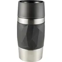 EMSA TRAVEL MUG COMPACT Isolierbecher, Stylischer Thermobecher mit einfachem Drehverschluss in Diamant-Optik, Farbe: schwarz