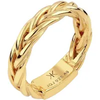 KUZZOI Silberring "Ring Bandring Zopfkette Design 925 Sterling Silber" Gr. 64, gold, Fingerringe, Herren, 64, Silber 925 (Sterlingsilber), Silberring