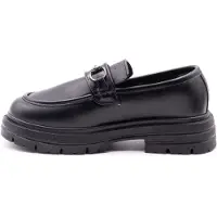 Alviero Martini Damen-Loafer Schwarz Polyester Platform Metallschnalle Black B 37