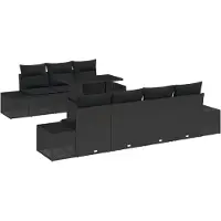 vidaXL Sofa Set 8 stk. Schwarz Poly-Rattan