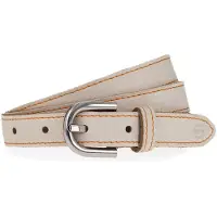 Tamaris Ledergürtel , Damen, Gr. 95, beige (cream), Leder, unifarben, Gürtel Ledergürtel, mit Kontrastnaht