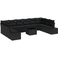 vidaXL Gartensofa-set 11 stk. Schwarz Poly-Rattan