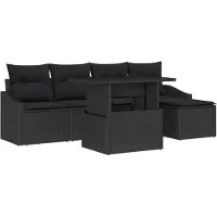 vidaXL Gartensofa-set 6 stk. Schwarz Poly-Rattan
