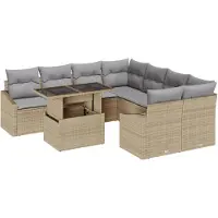vidaXL Gartensofa-set 9 stk. Beige und Hellgrau Poly-Rattan