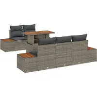 vidaXL Gartensofa-set 6 Stk. Grau und Braun