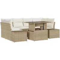 vidaXL Sofa Set 7 stk. Beige und Creme Poly-Rattan
