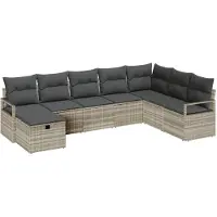 vidaXL Sofa Set mit Kissen mit Speicher Hellgrau Poly-Rattan